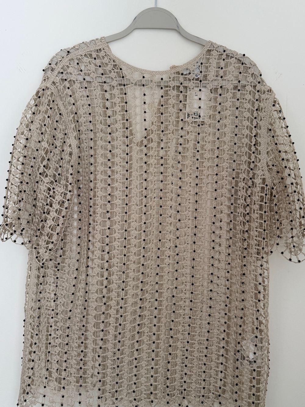 H&M Beige Open-Knit Crochet Mini Dress